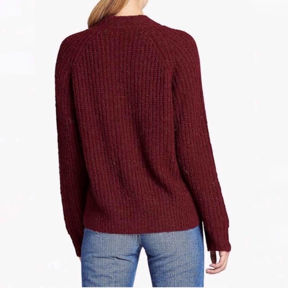 ALC A.L.C Cleveland Burgundy red knit button up v-neck cardigan sweater pockets - Picture 2 of 16